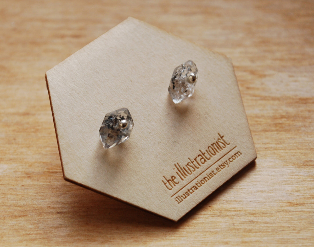 Tula oorbellen, Eco sterling zilveren Herkimer oorbellen