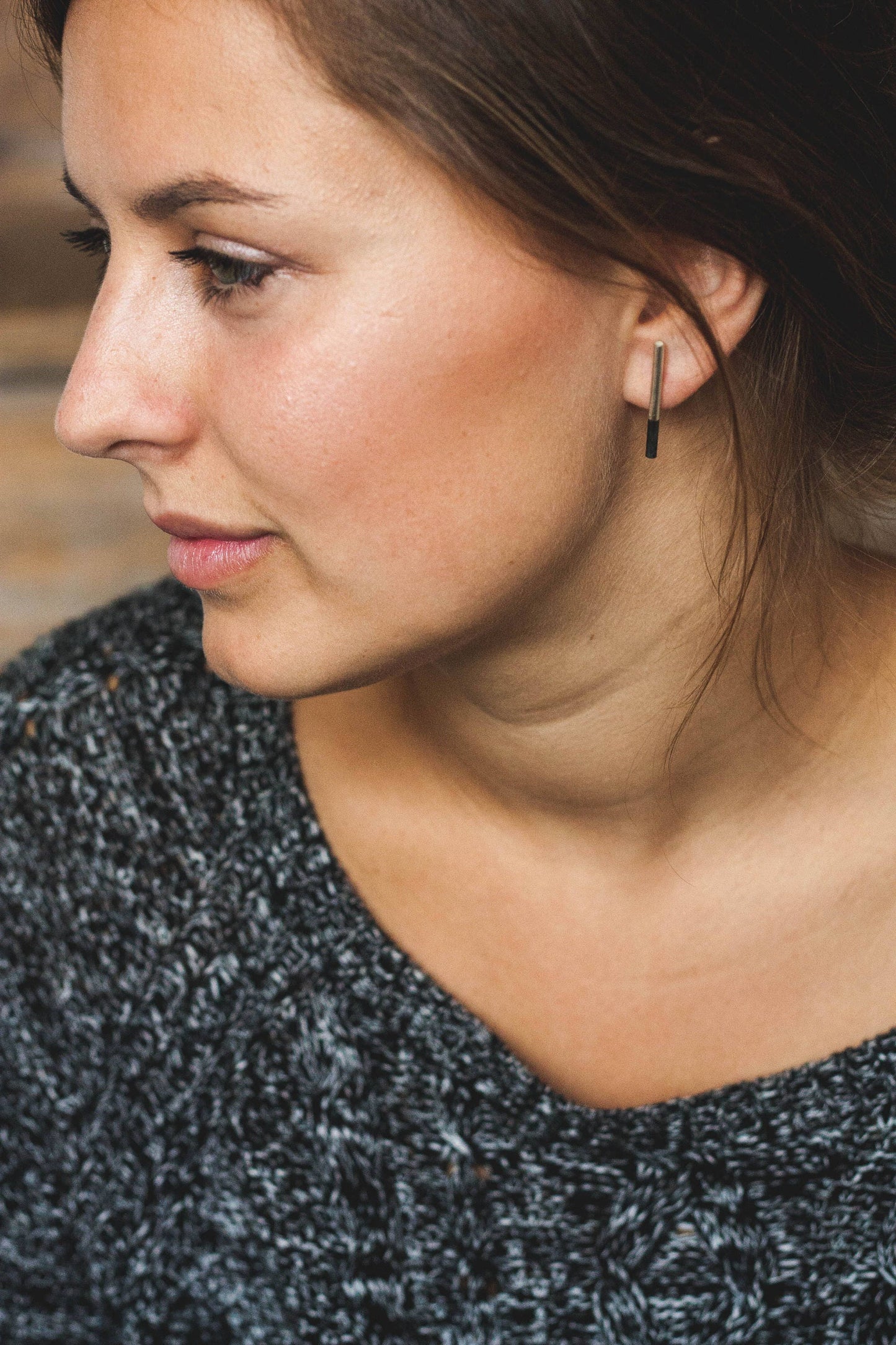 Olof earrings, Eco sterling silver tube earrings