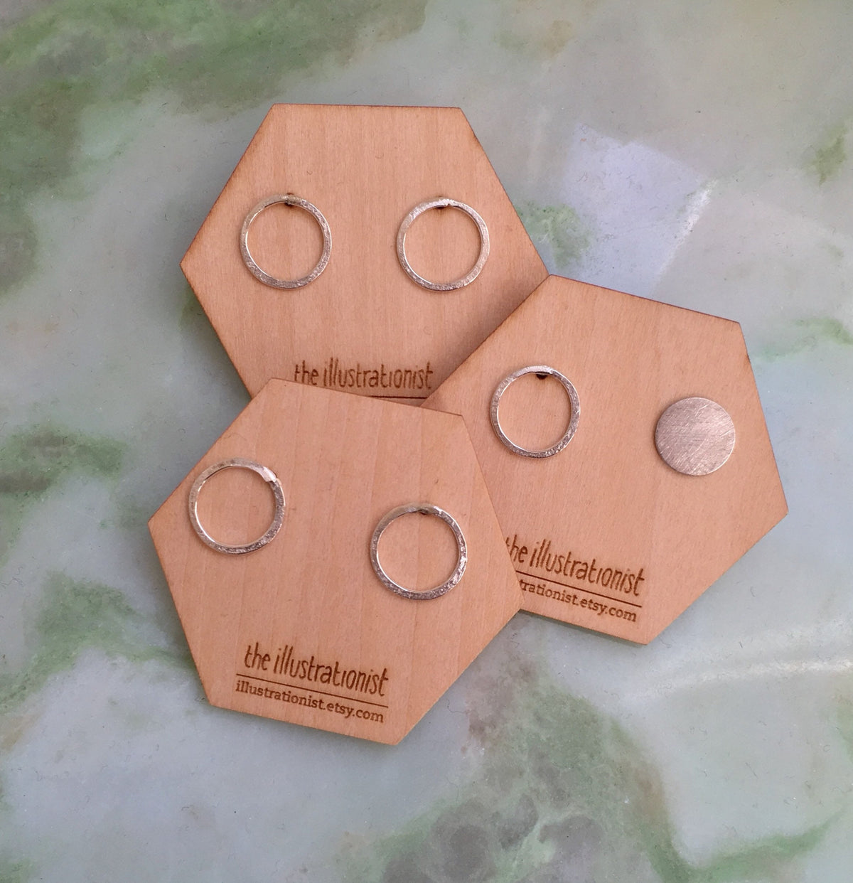 Reta oorbellen, eco sterling zilveren cirkelpinnen, onregelmatige oorbellen