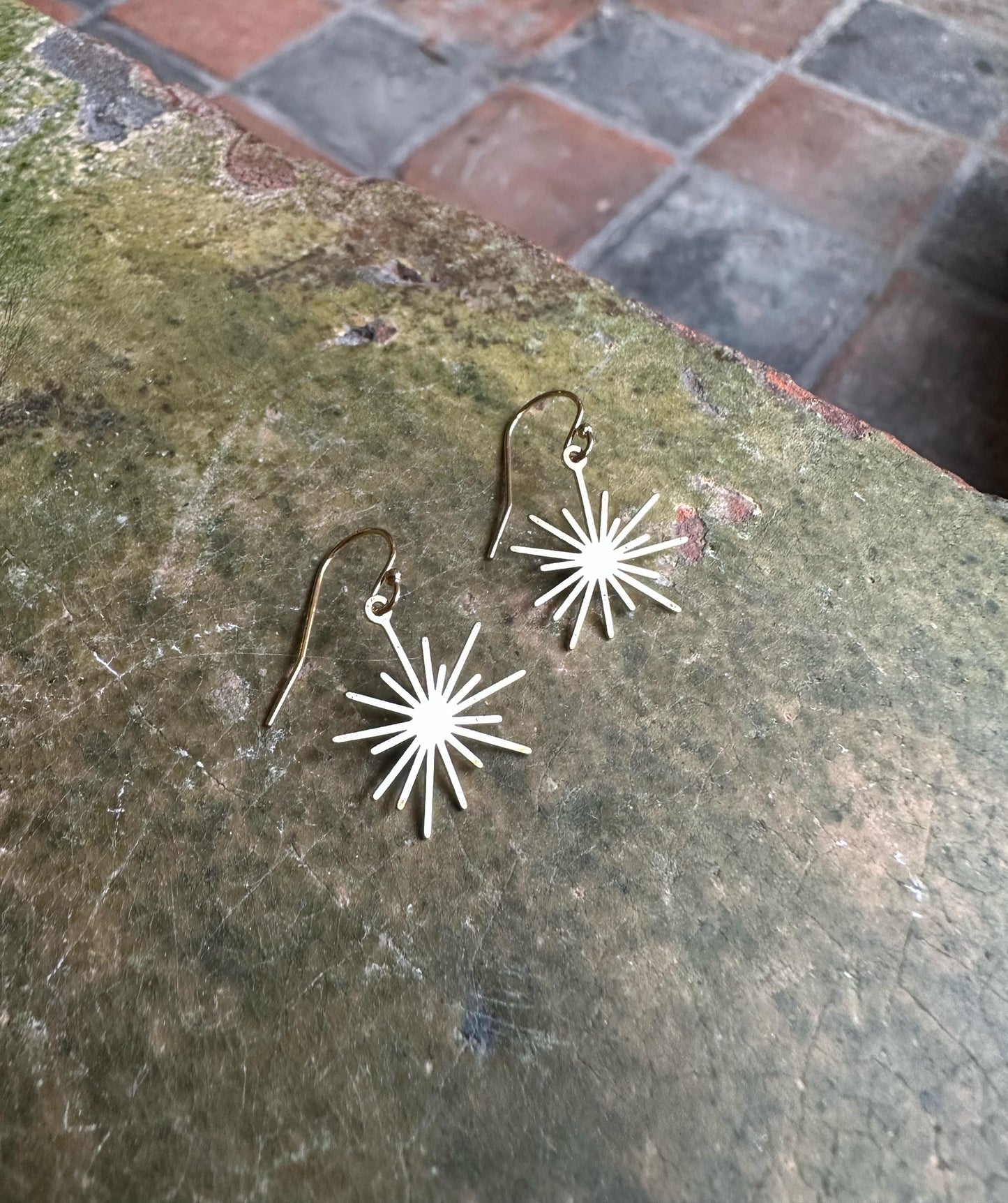 Trin earrings, Gold filed brass star earrings