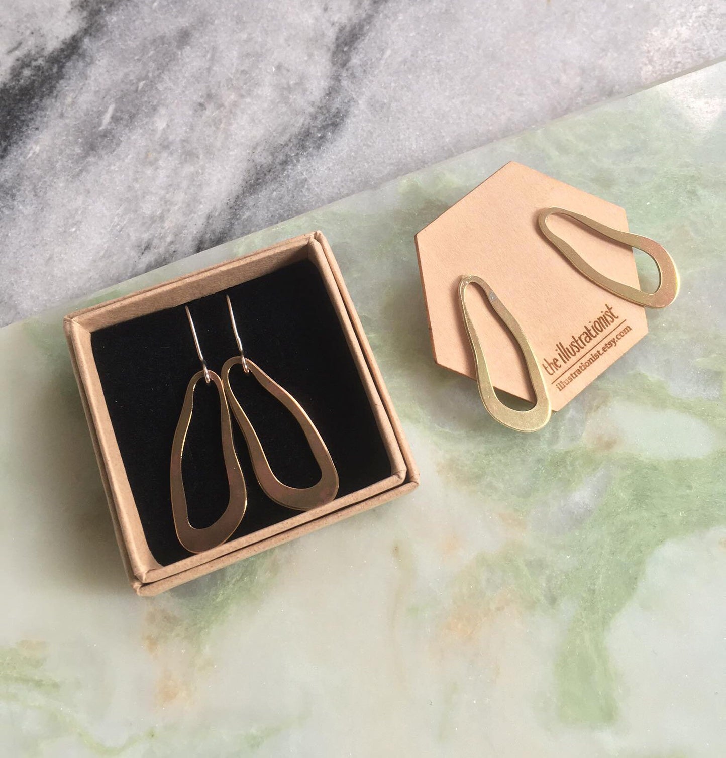 Freeform brass earrings
