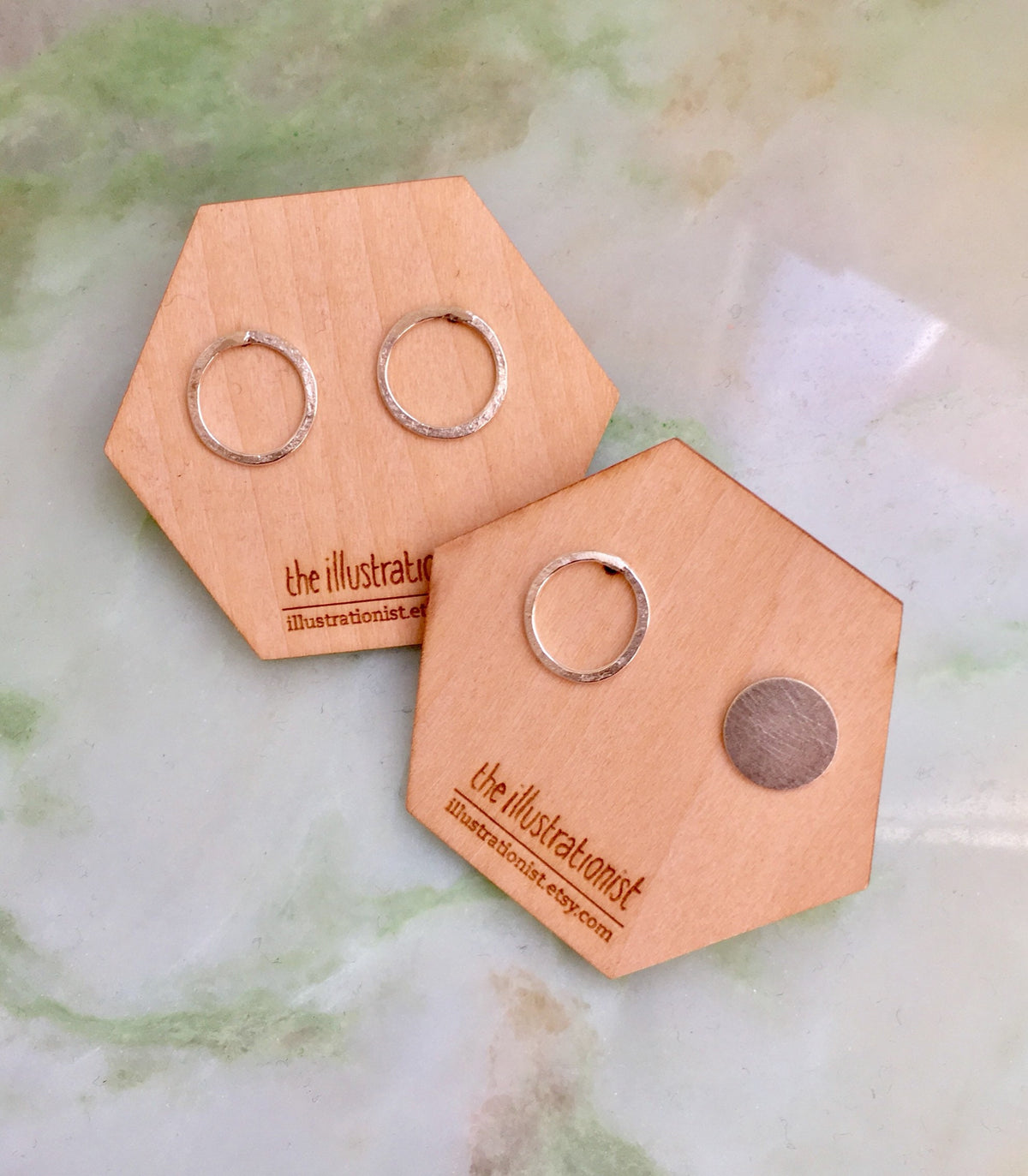 Reta oorbellen, eco sterling zilveren cirkelpinnen, onregelmatige oorbellen