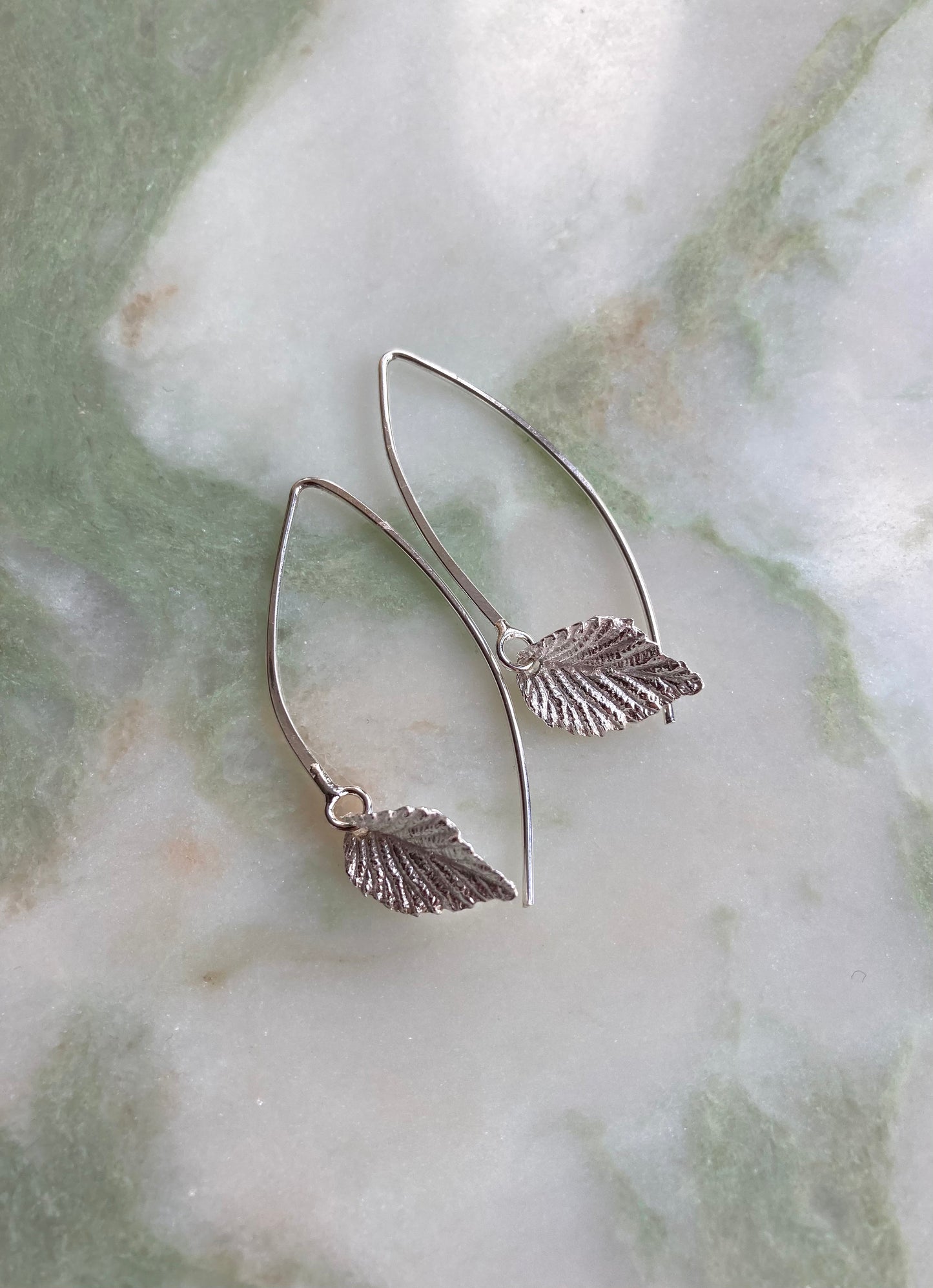 Silver elm leaf earrings