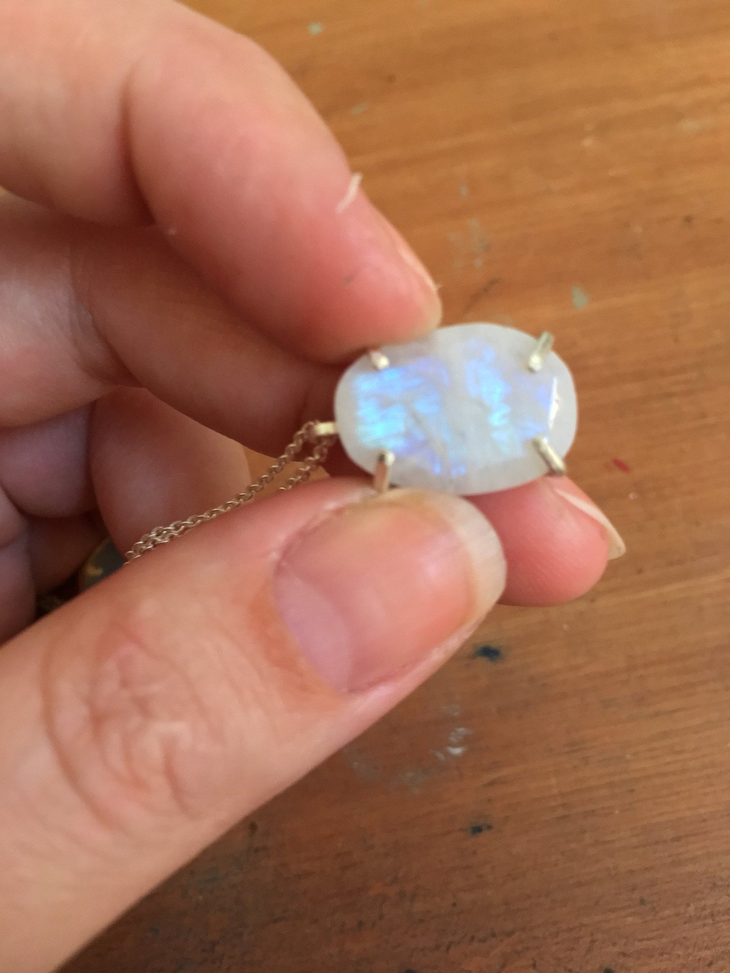 Rose necklace, Eco sterling silver white moonstone necklace