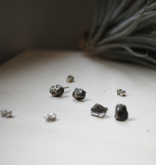 Silver pebble earrings