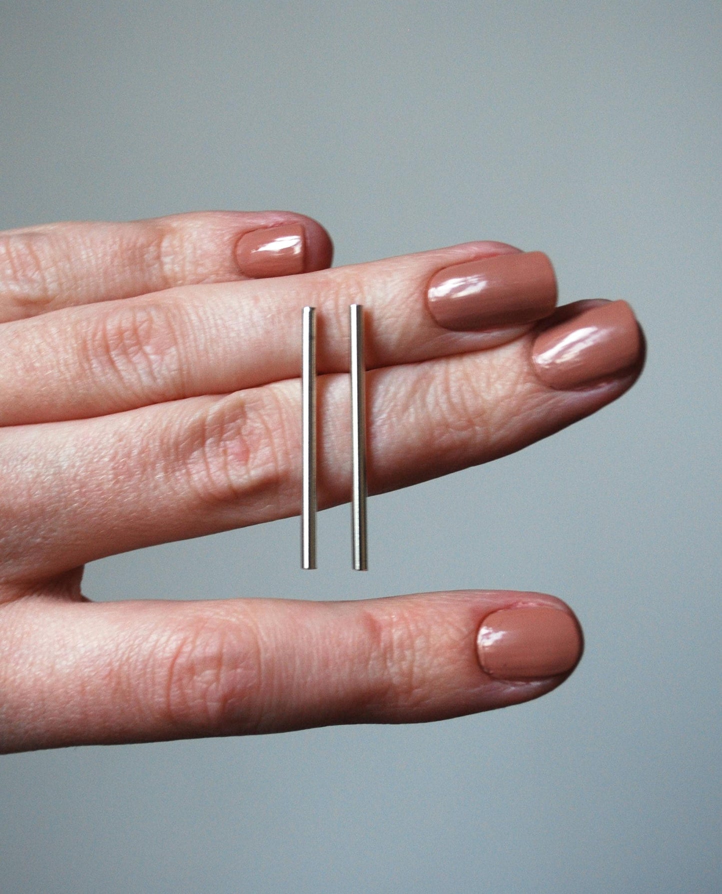 Olof earrings, Eco sterling silver tube earrings