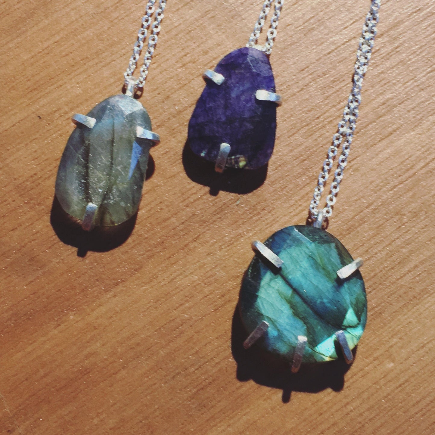 Rose necklace, eco sterling silver green moonstone necklace