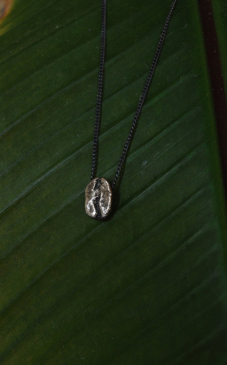 Sterling silver coffee bean necklace