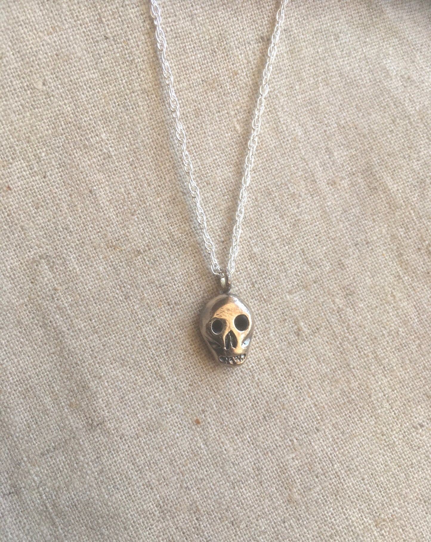 Skul necklace, Eco sterling silver skull pendant