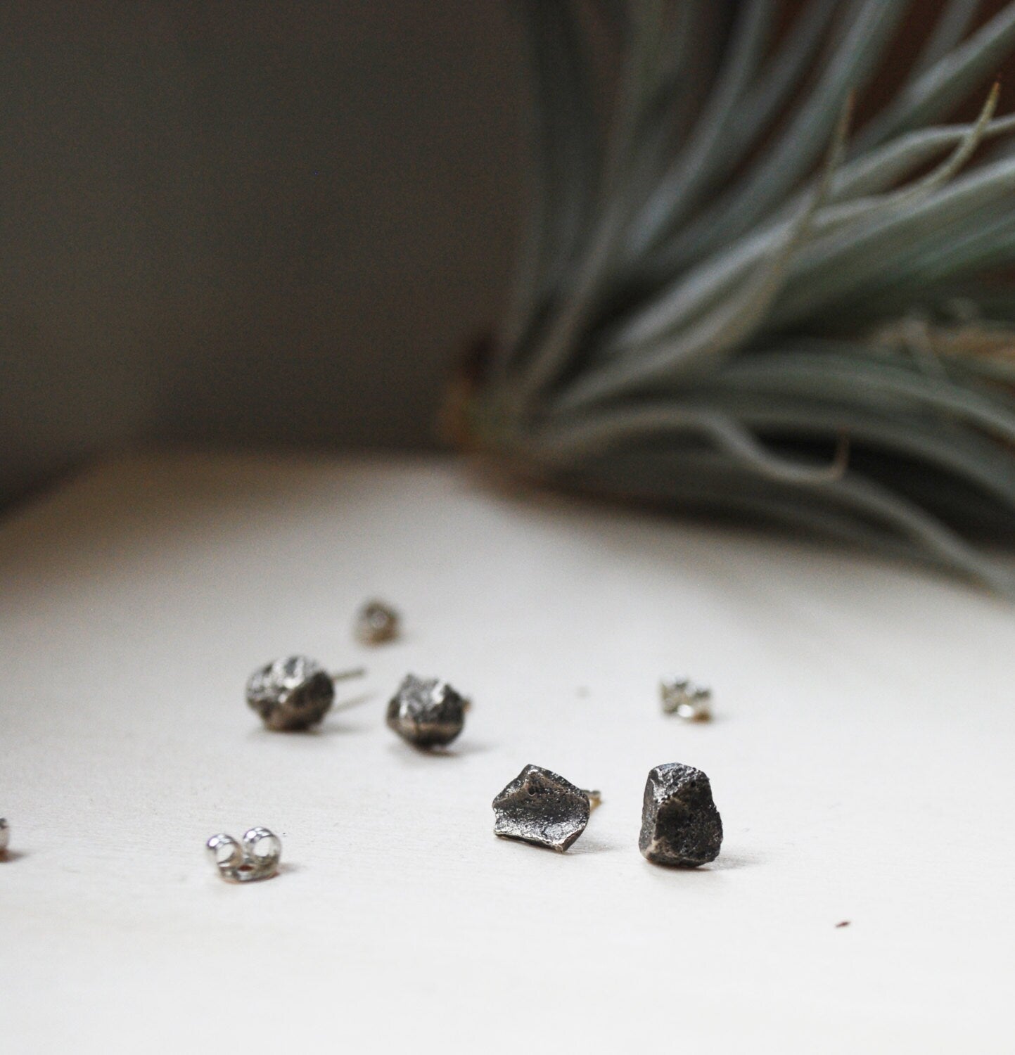 Silver pebble earrings