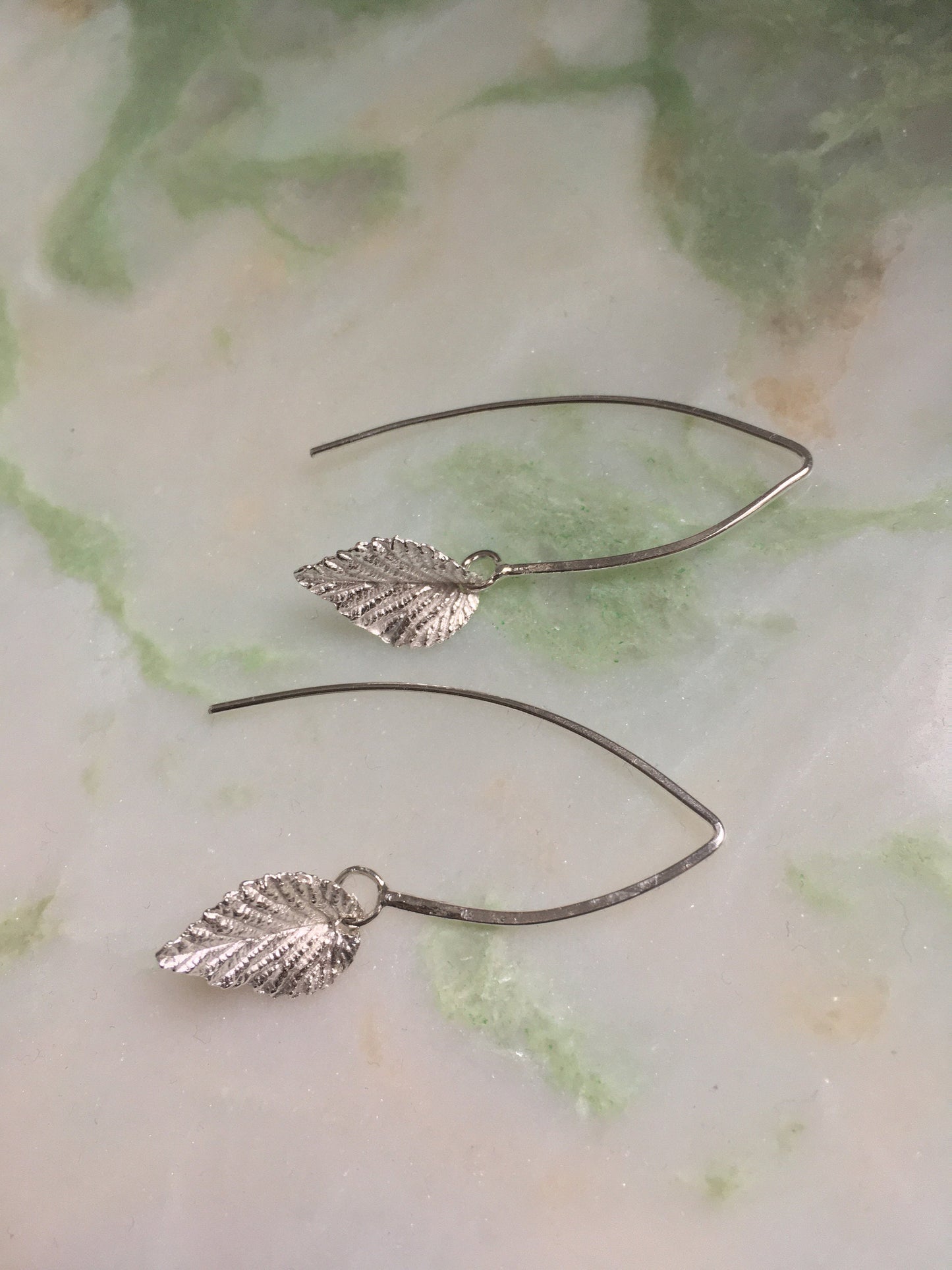 Silver elm leaf earrings