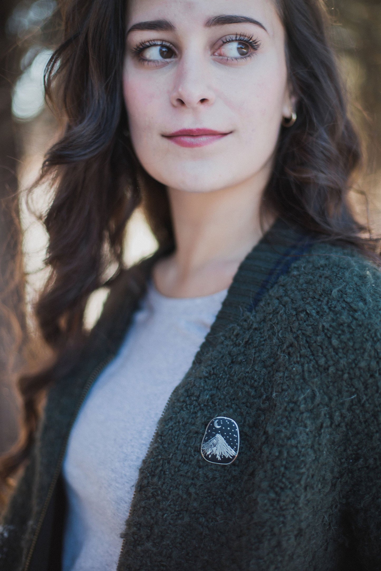 Silver Mountain Enamel Pin, mount Fuji pin