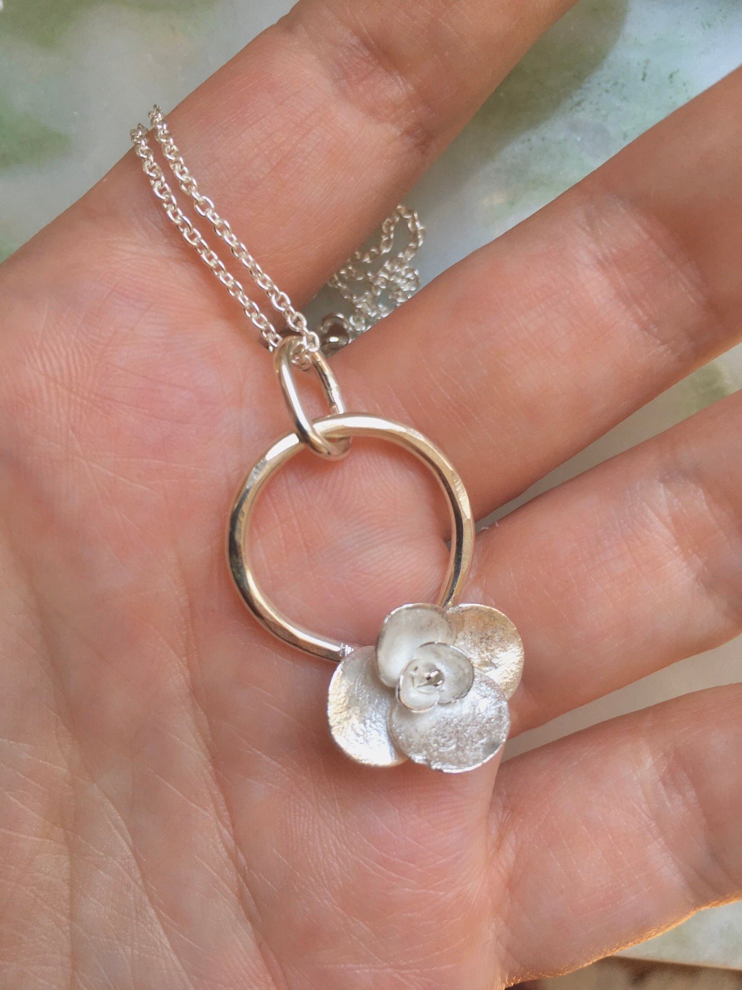 Suce necklace, Eco sterling silver succulent necklace