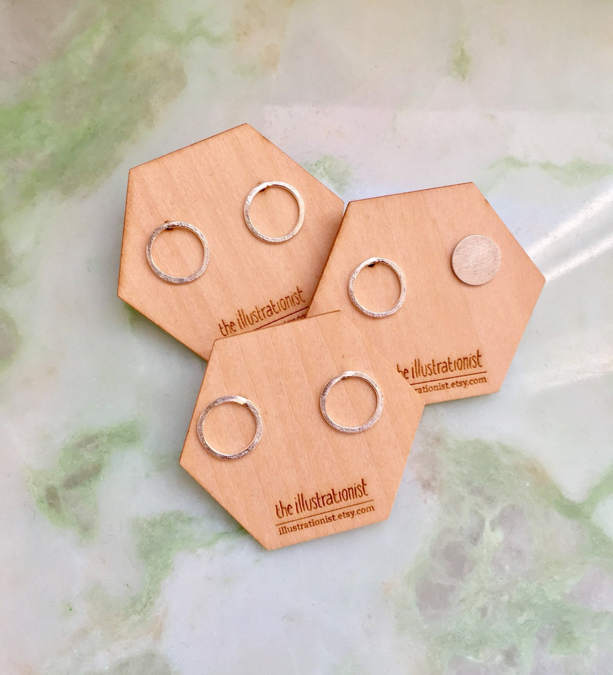 Reta oorbellen, eco sterling zilveren cirkelpinnen, onregelmatige oorbellen