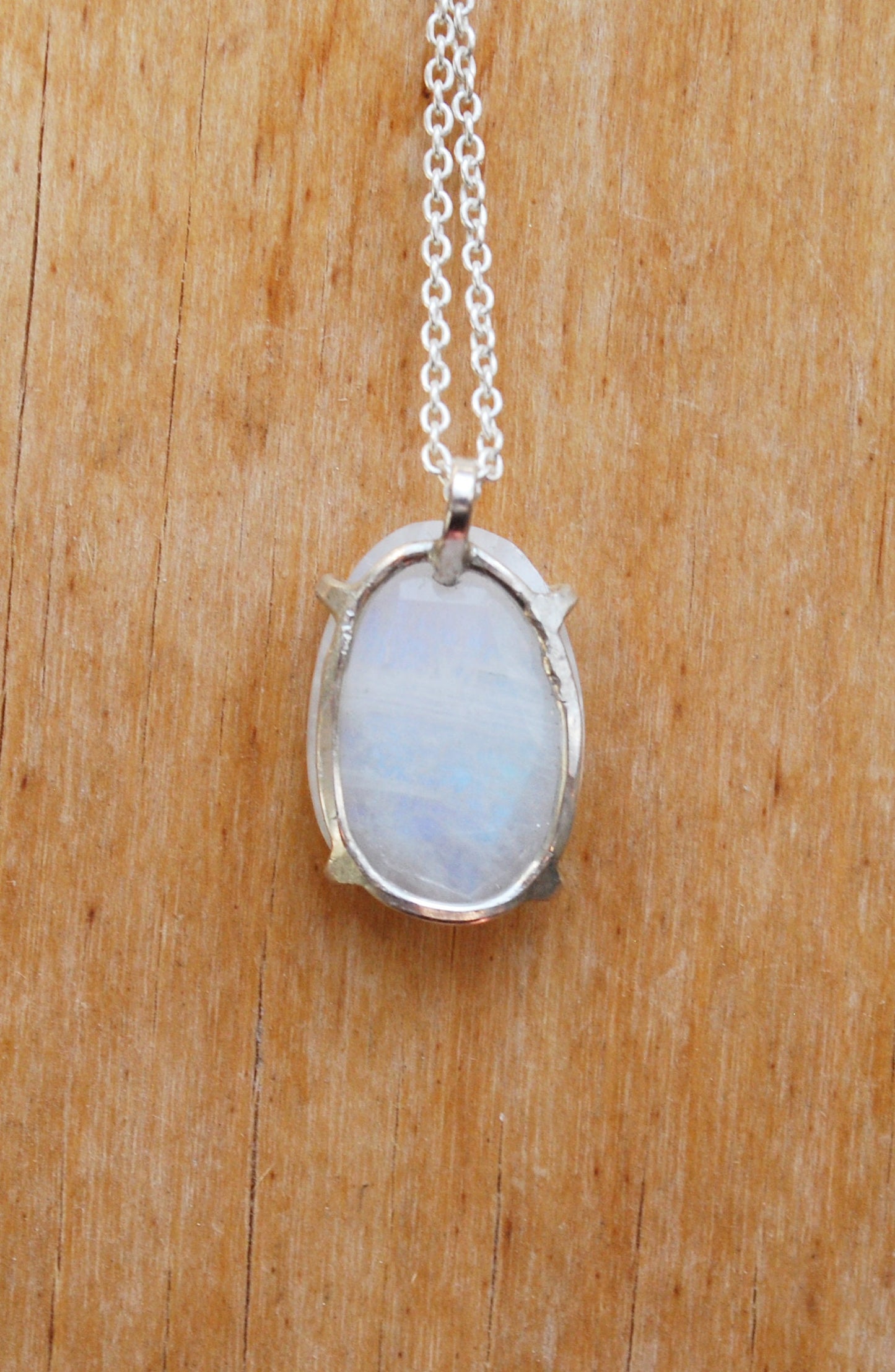 Rose necklace, Eco sterling silver white moonstone necklace