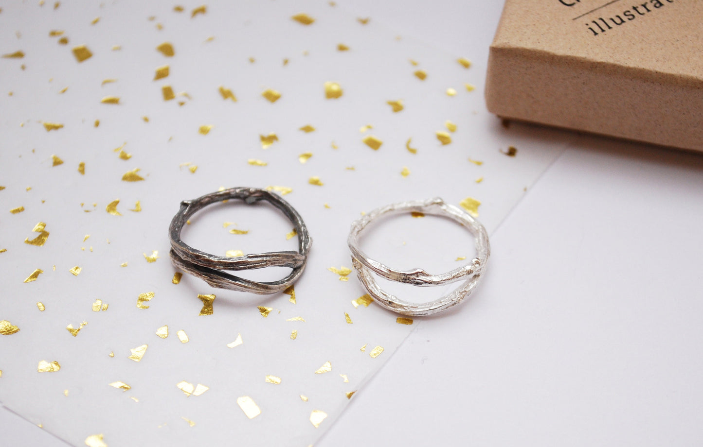 Eco sterling silver twig ring