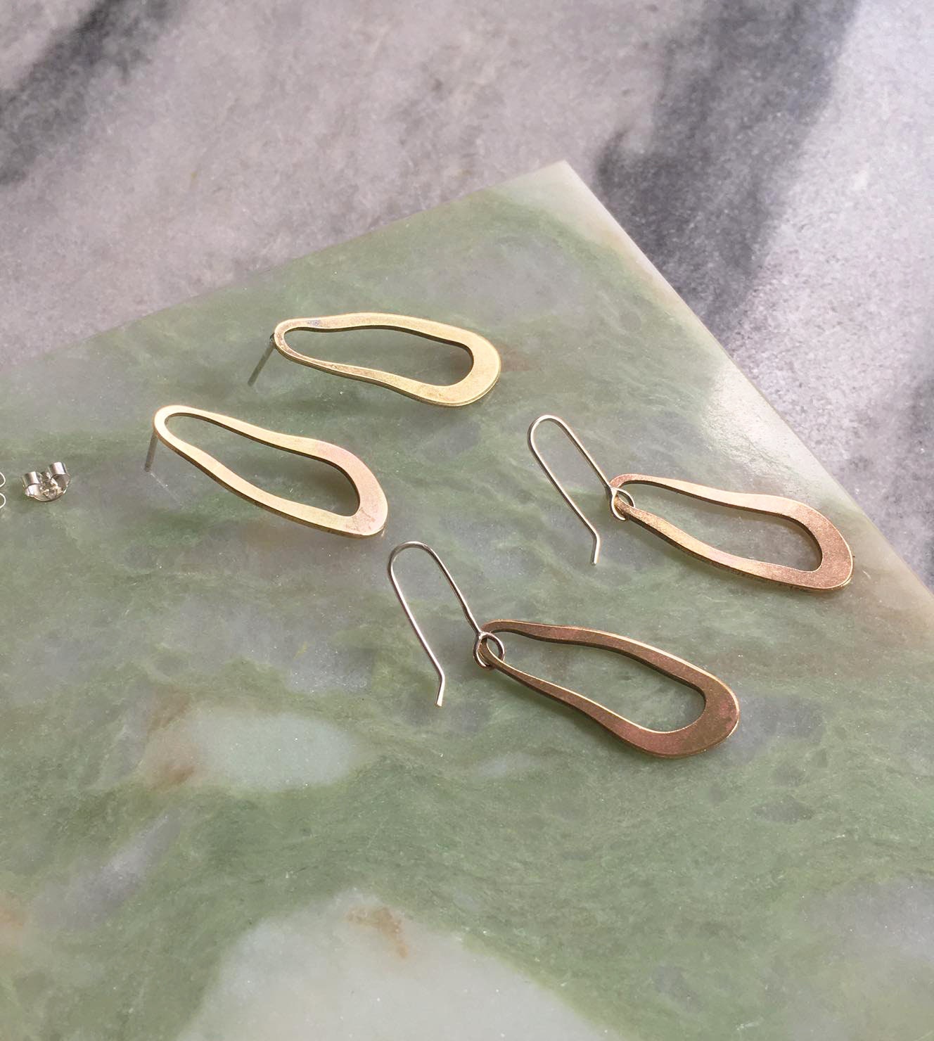 Freeform brass earrings