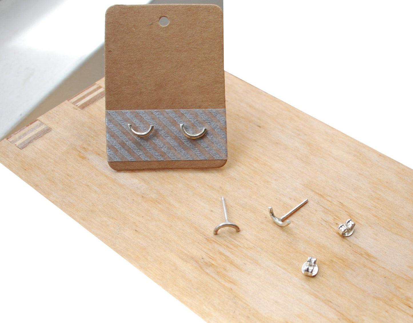 Silver half circle earrings