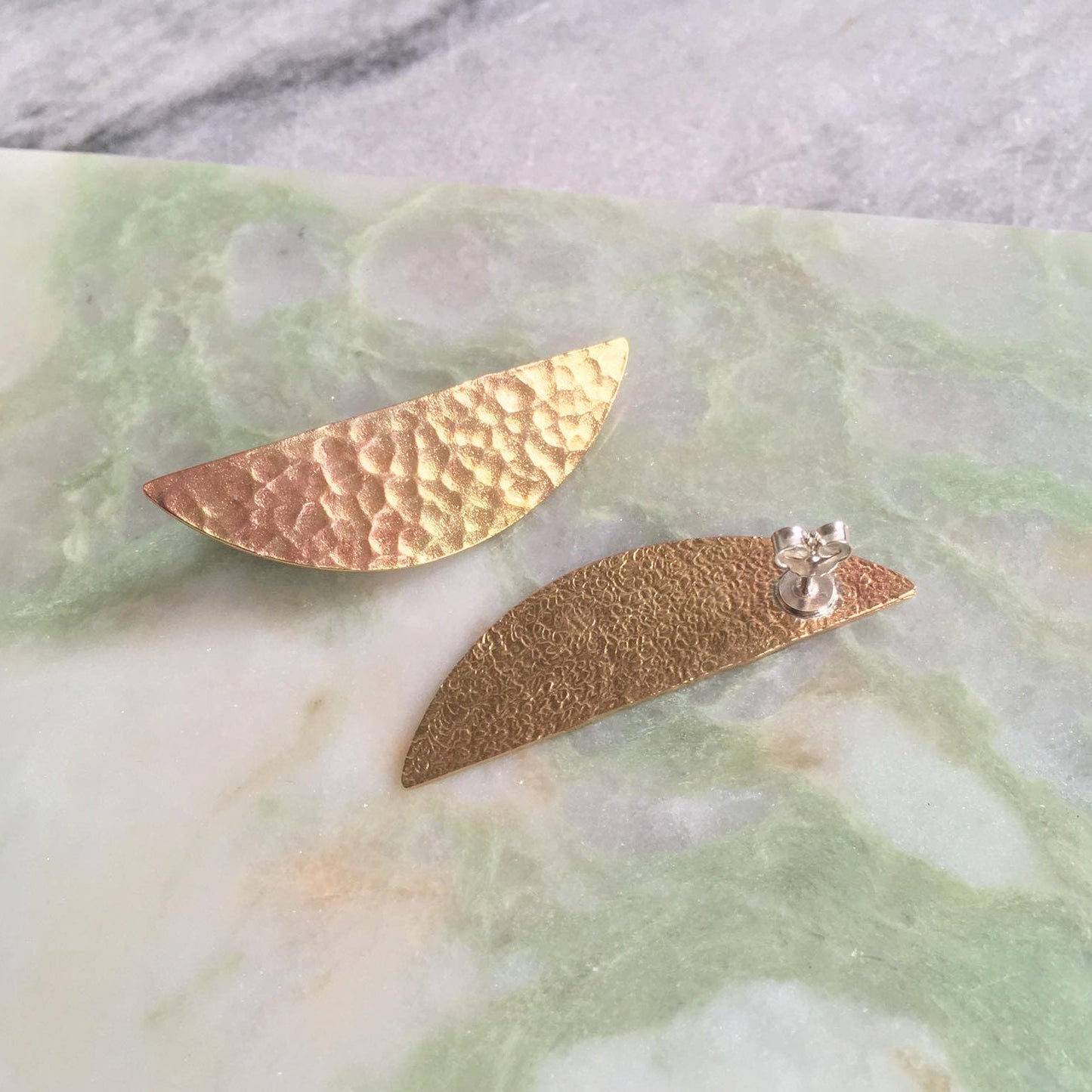 Gwyn earrings, Eco sterling silver half moon earrings