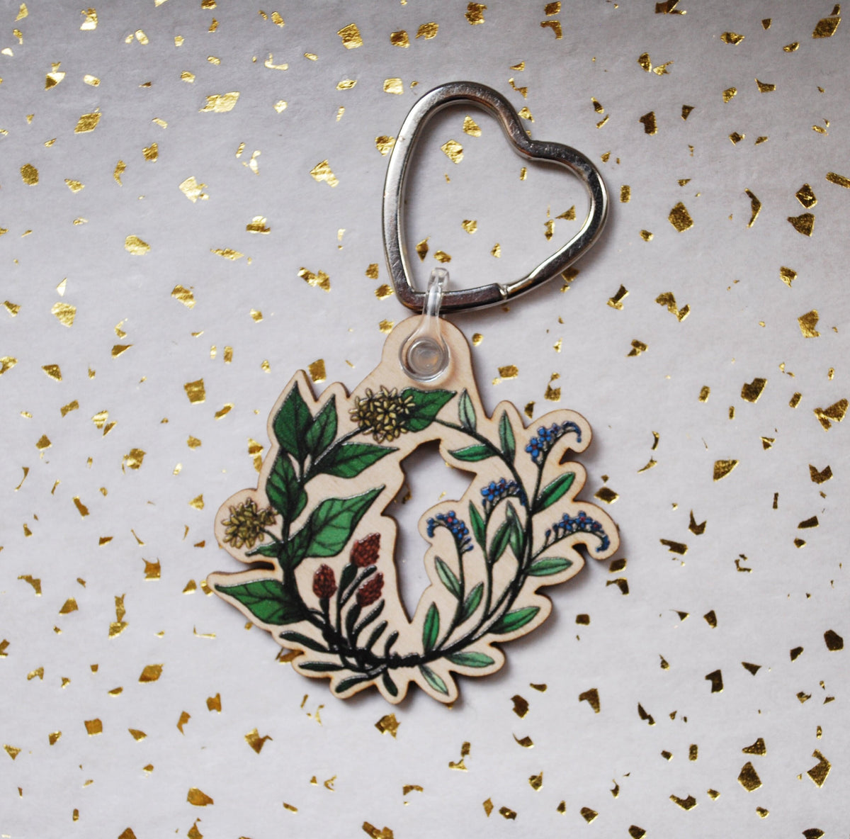 Sleutelhanger met bloemenkrans, Boscadeau (Cadeau voor een housewarming)