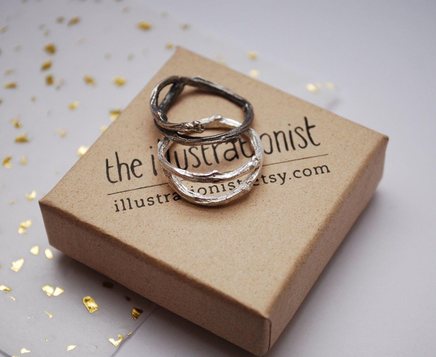 Eco sterling silver twig ring