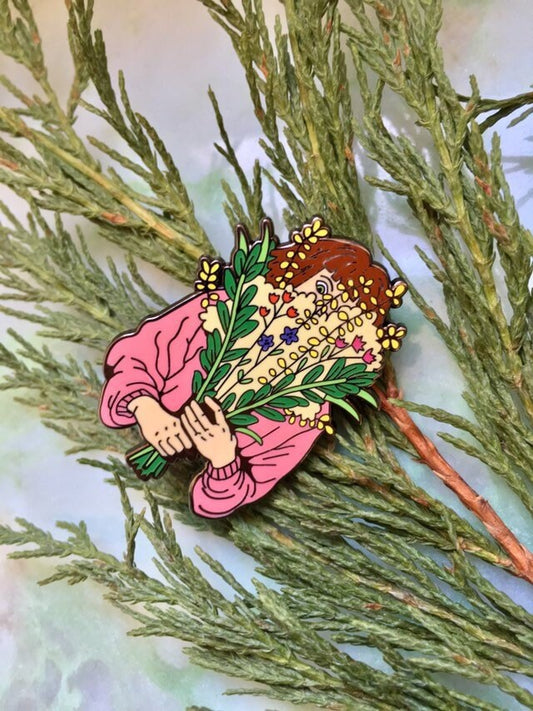 Flower girl enamel pin