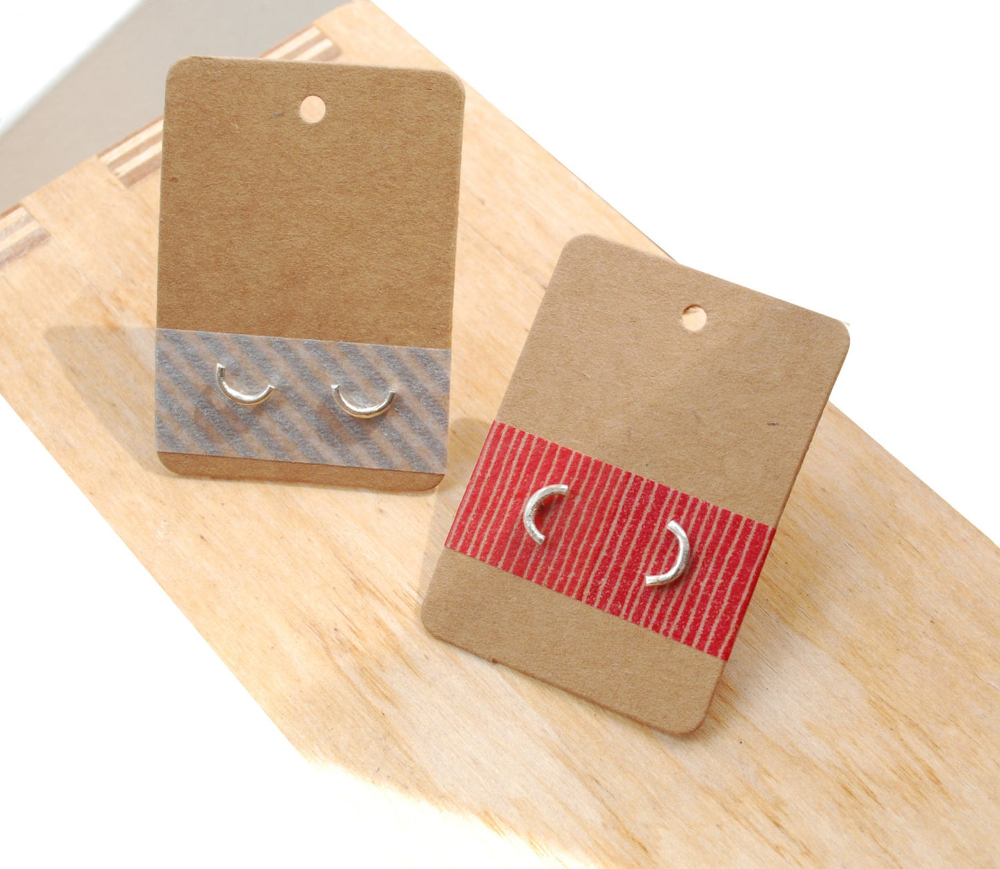 Silver half circle earrings