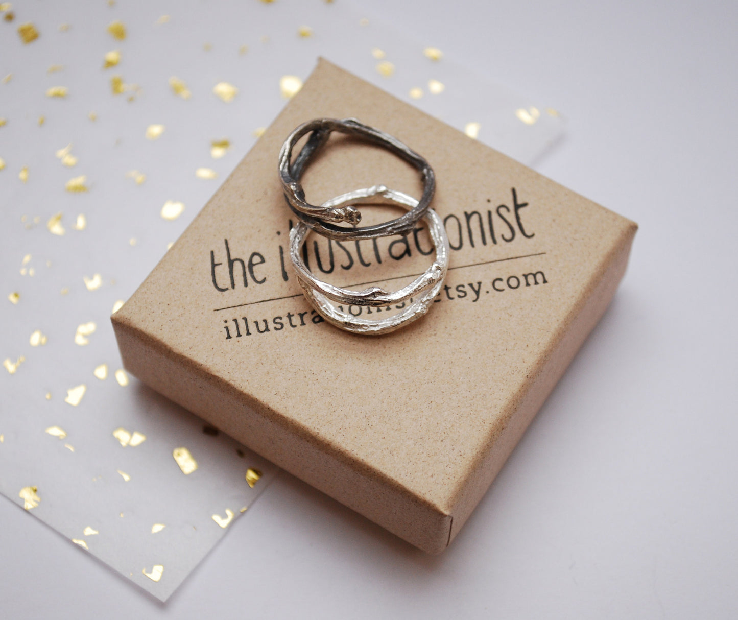 Eco sterling silver twig ring