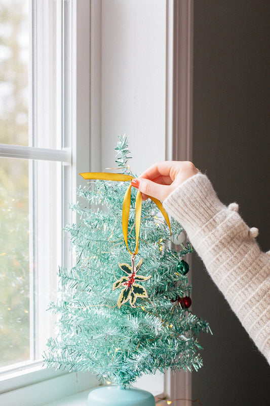 Houten plantornament, Hulstornament, Kerstdecoraties