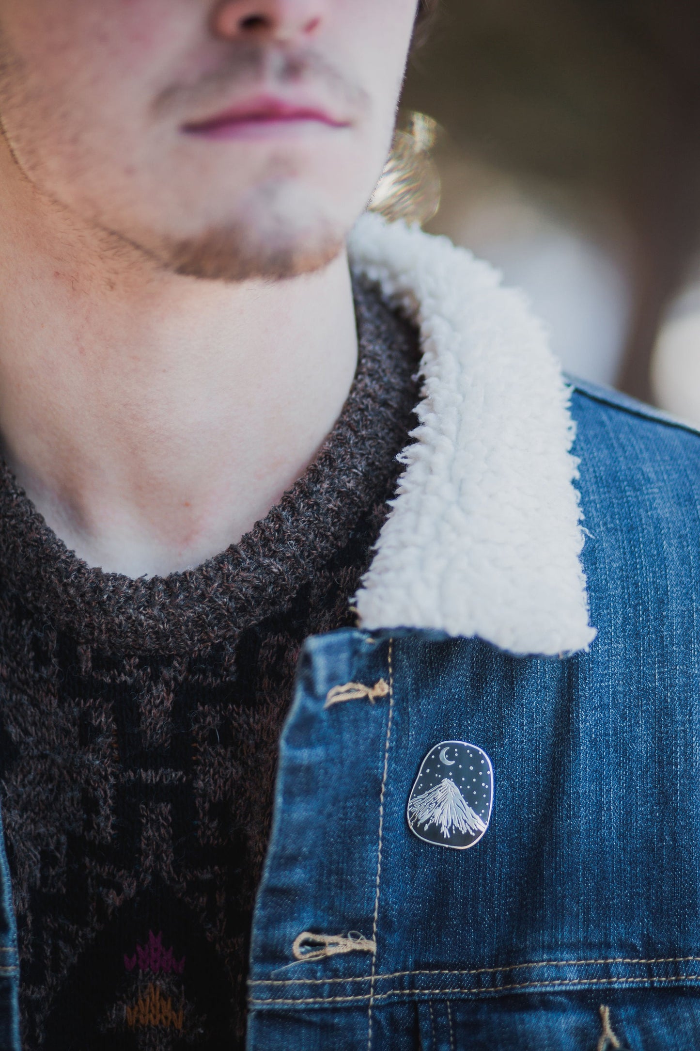 Silver Mountain Enamel Pin, mount Fuji pin