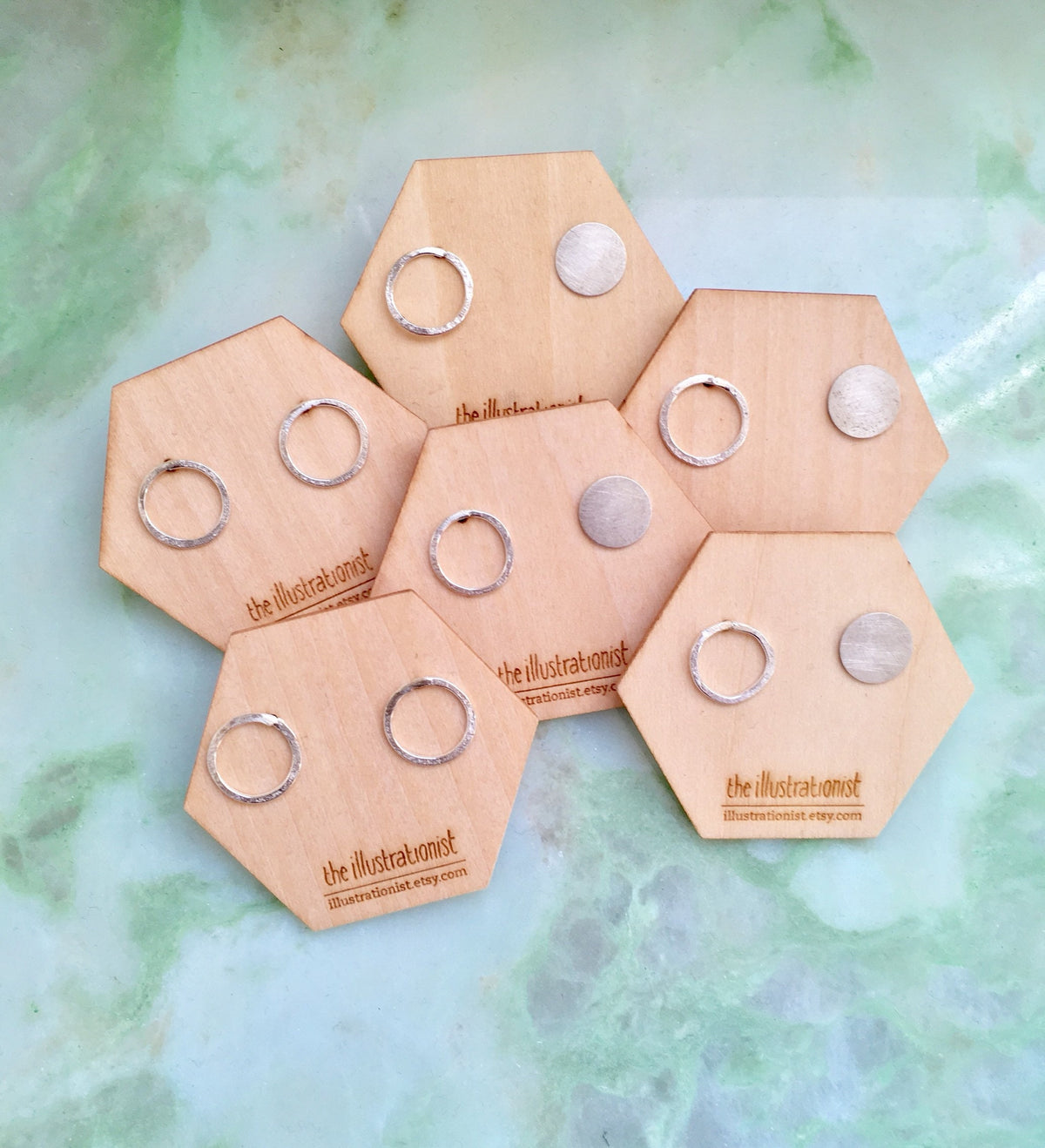 Reta oorbellen, eco sterling zilveren cirkelpinnen, onregelmatige oorbellen
