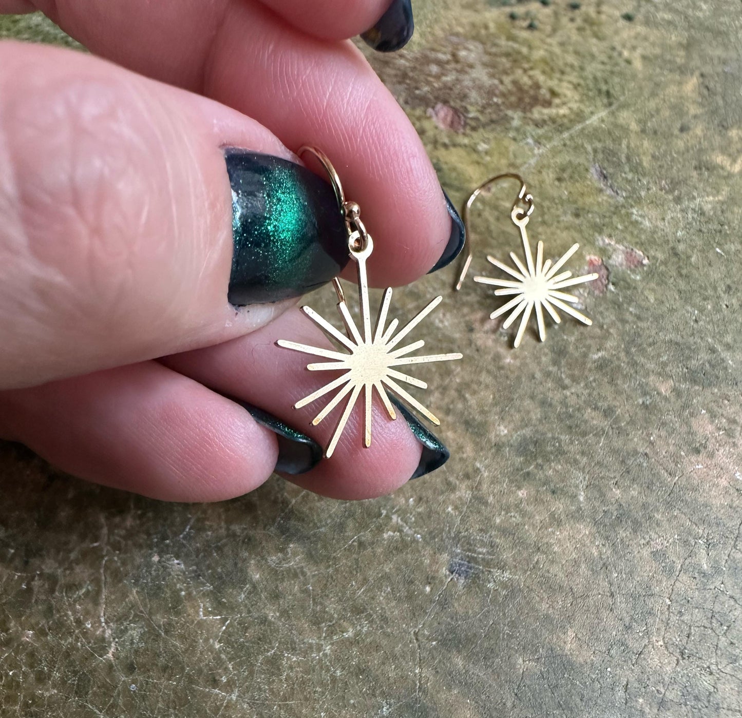 Trin earrings, Gold filed brass star earrings