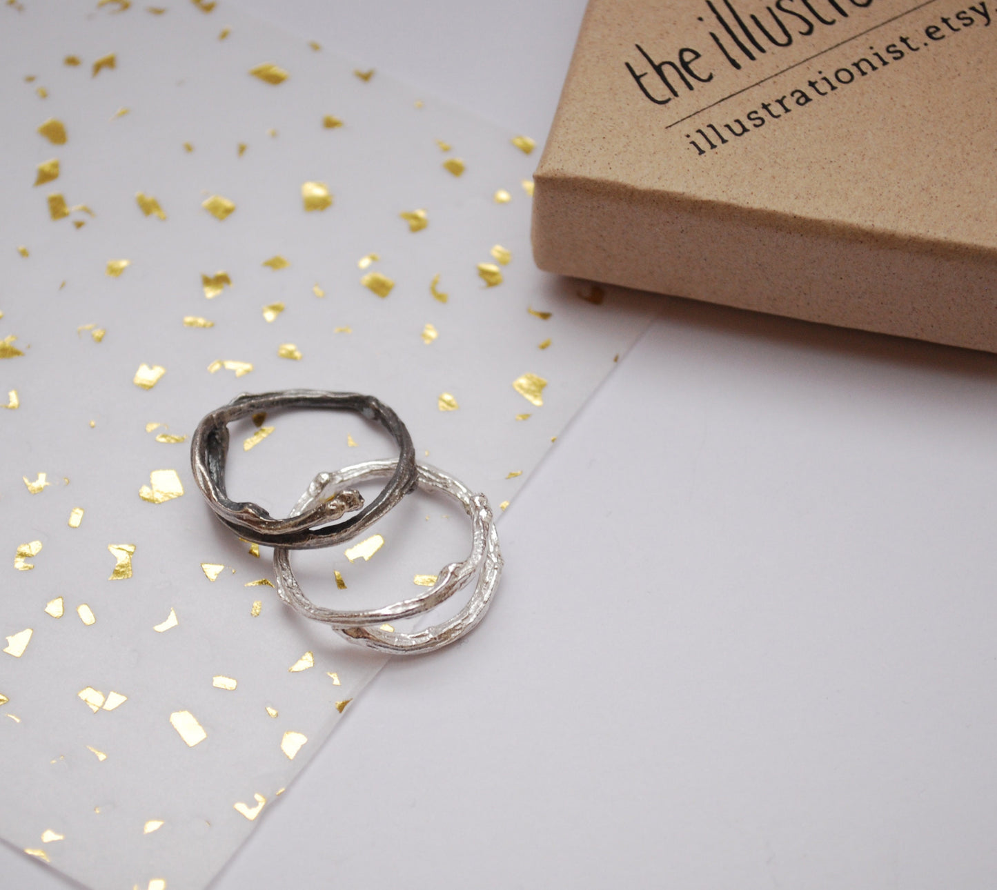 Eco sterling silver twig ring