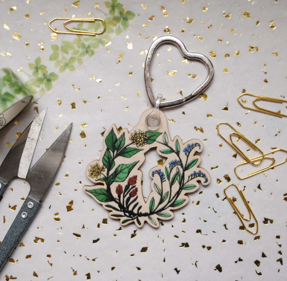Sleutelhanger met bloemenkrans, Boscadeau (Cadeau voor een housewarming)