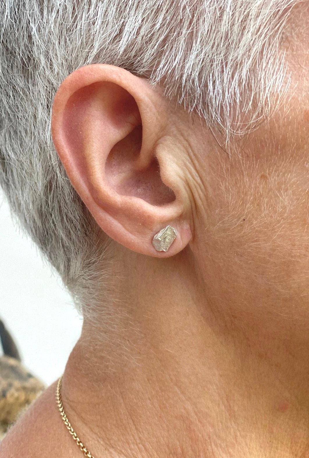 Silver pebble earrings