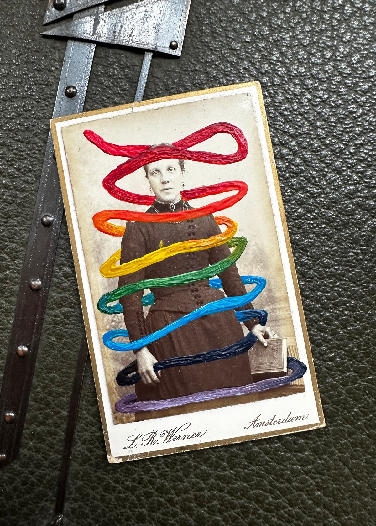 The Rainbow Lady, Painted vintage photo