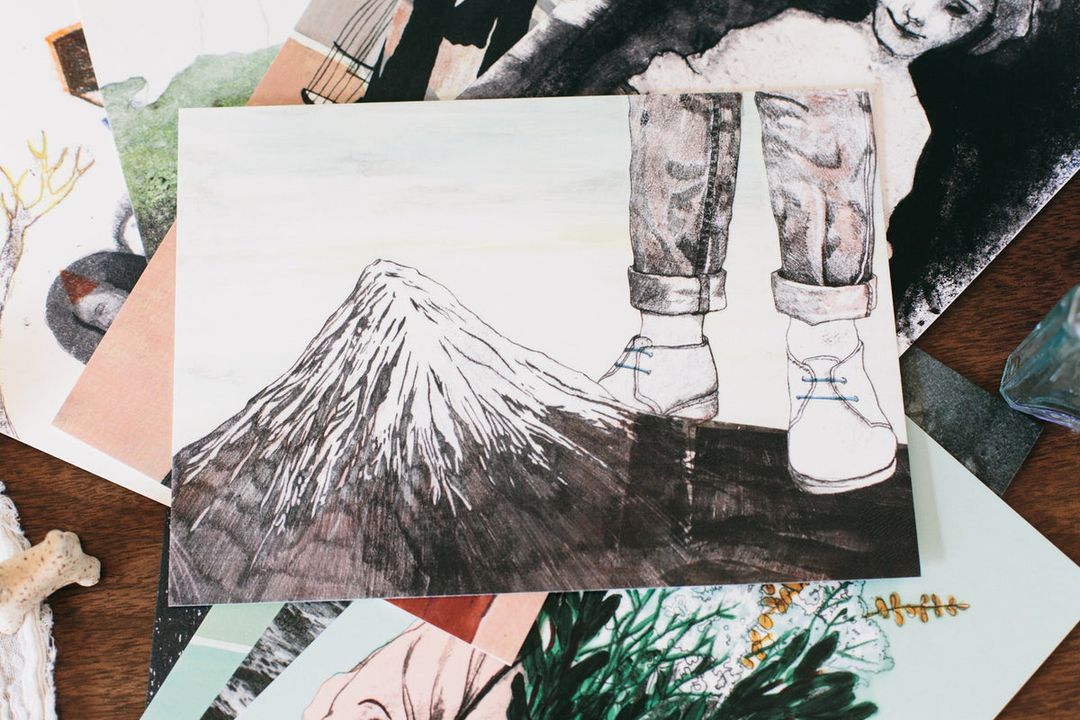 Standing on the Mountain art print, the absurdist series