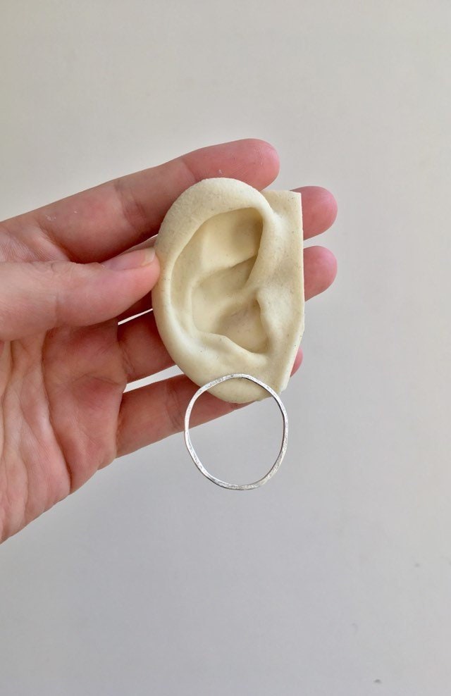 Large sterling silver circle earrings, Malachite