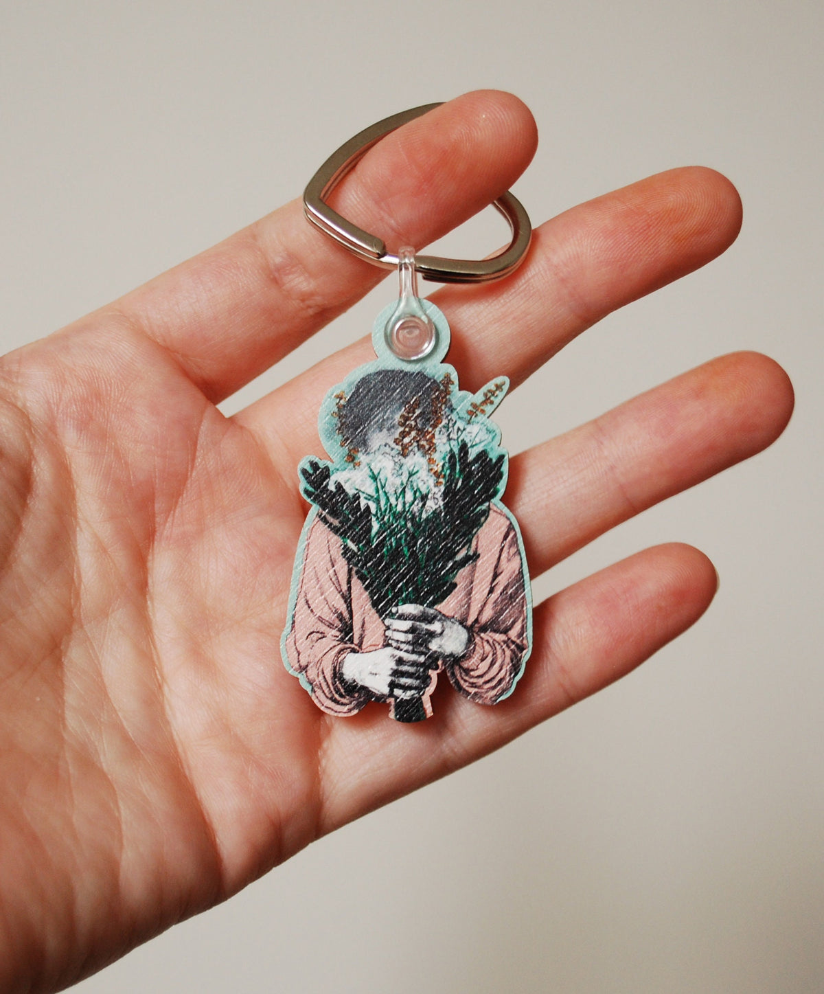 Flower girl keychain, Floral key fob (Housewarming gift)