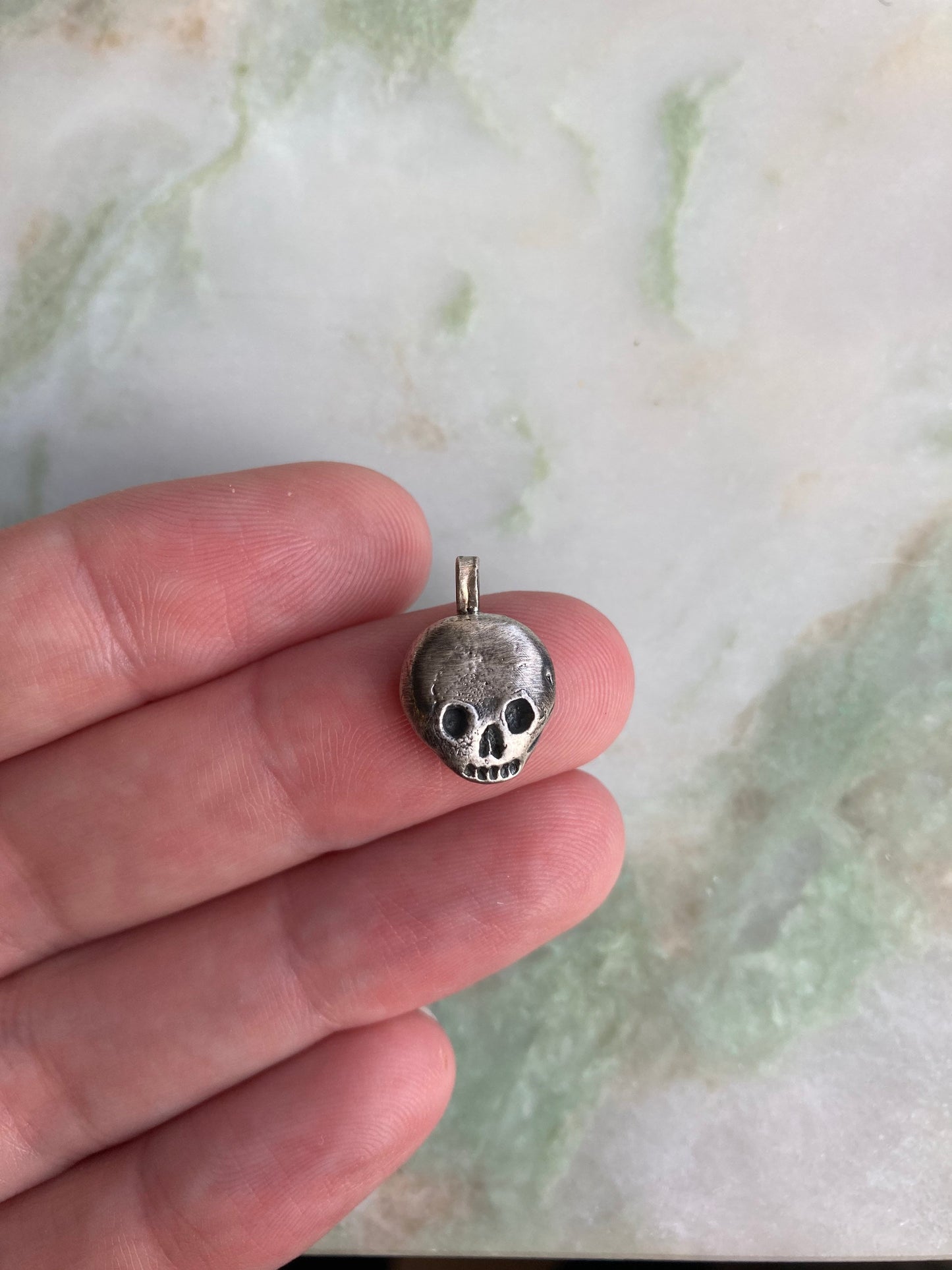Skul necklace, Eco sterling silver skull pendant