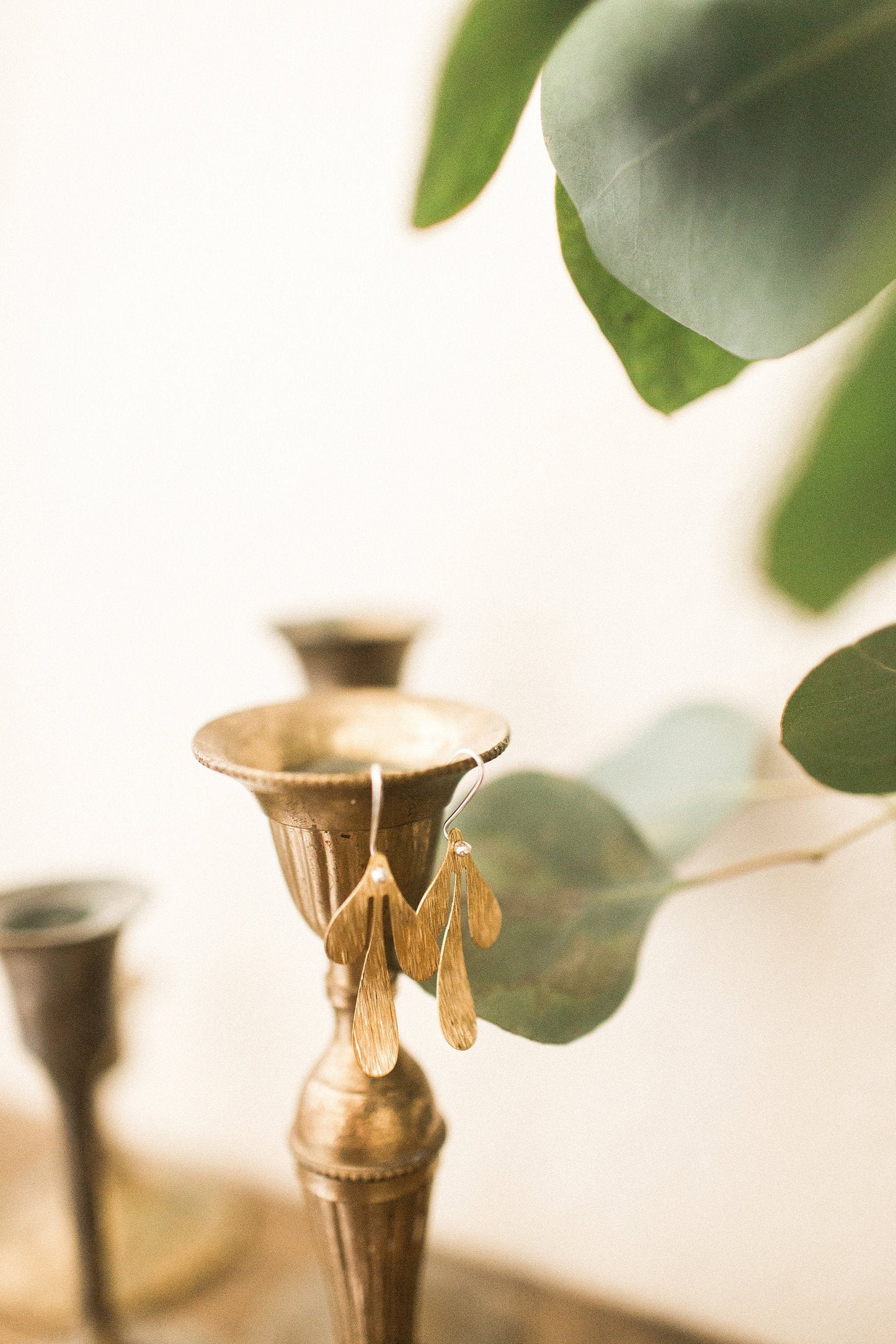 Brass Leaf Dangle Earrings
