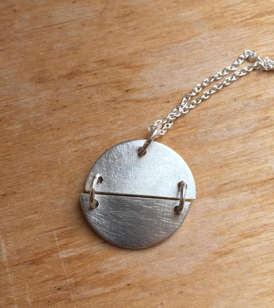 Eden necklace, Eco sterling silver modern circle pendant