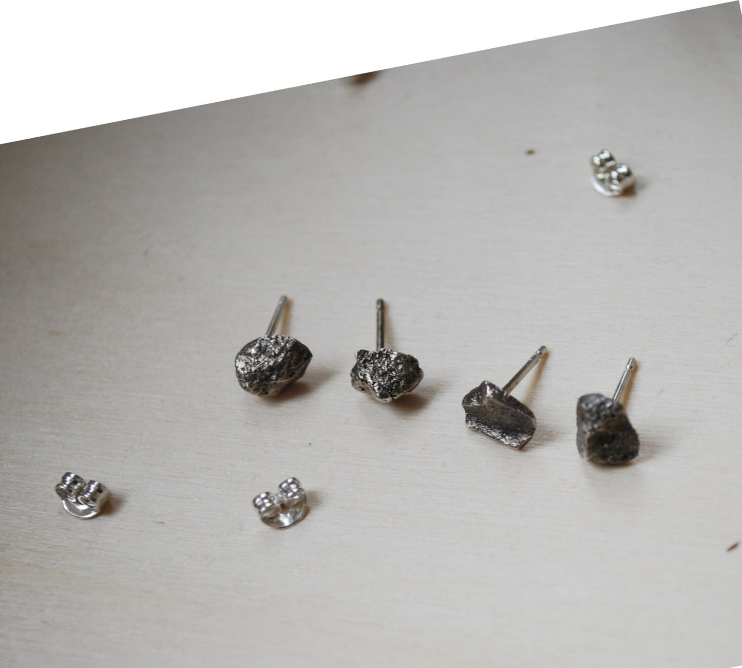 Silver pebble earrings