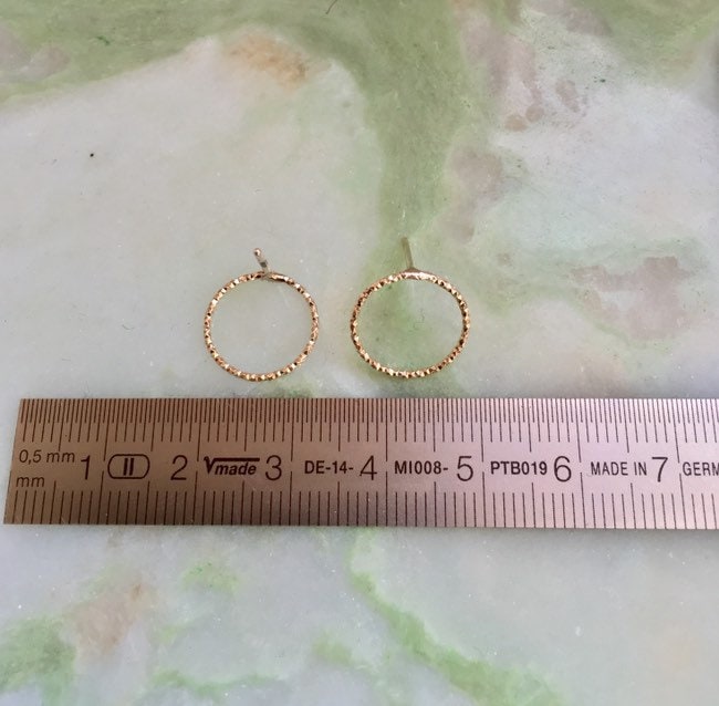 Eco sterling silver circle earrings, textured hoop minimalist jewelry, Best selling item handmade | Cold weather accessories