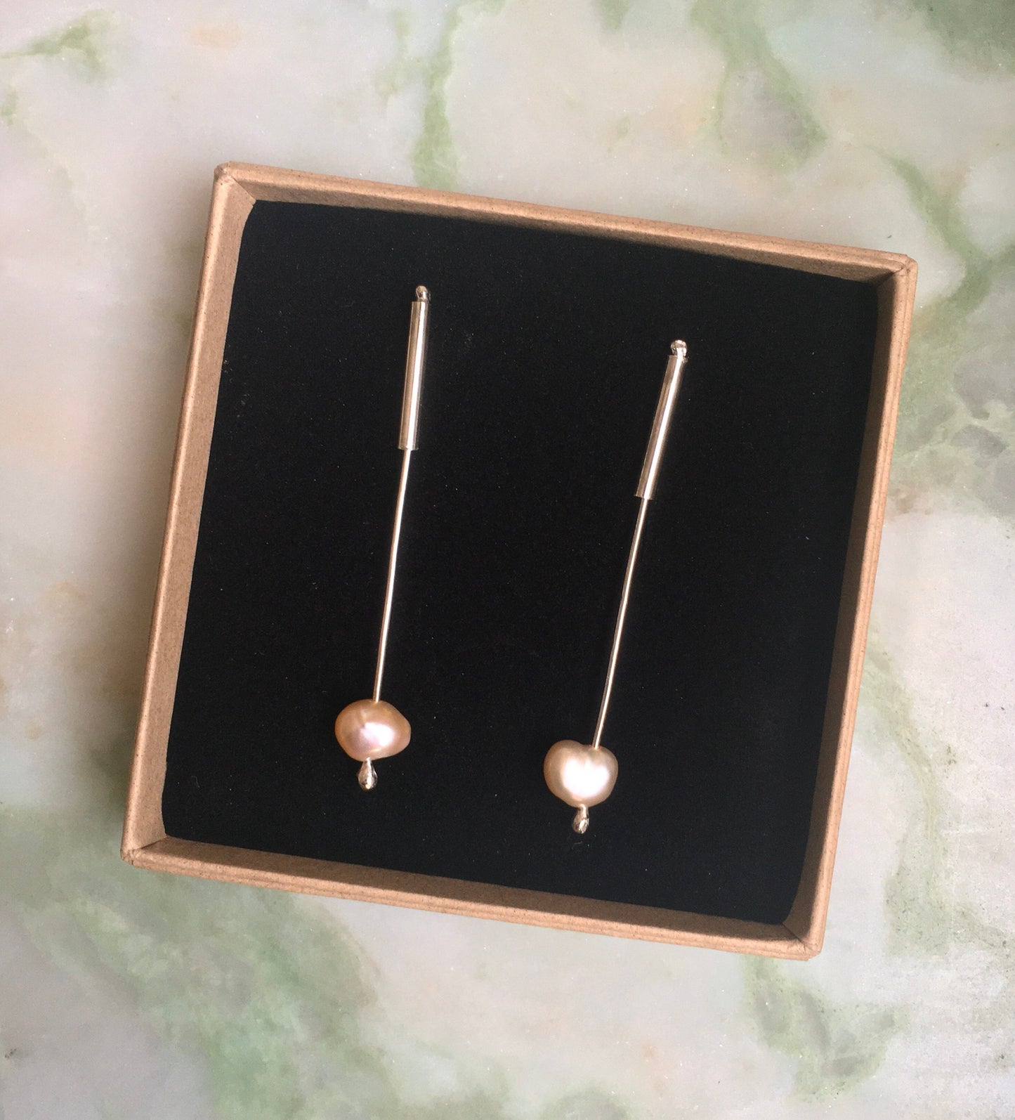 Reba earrings, pearl and sterling silver