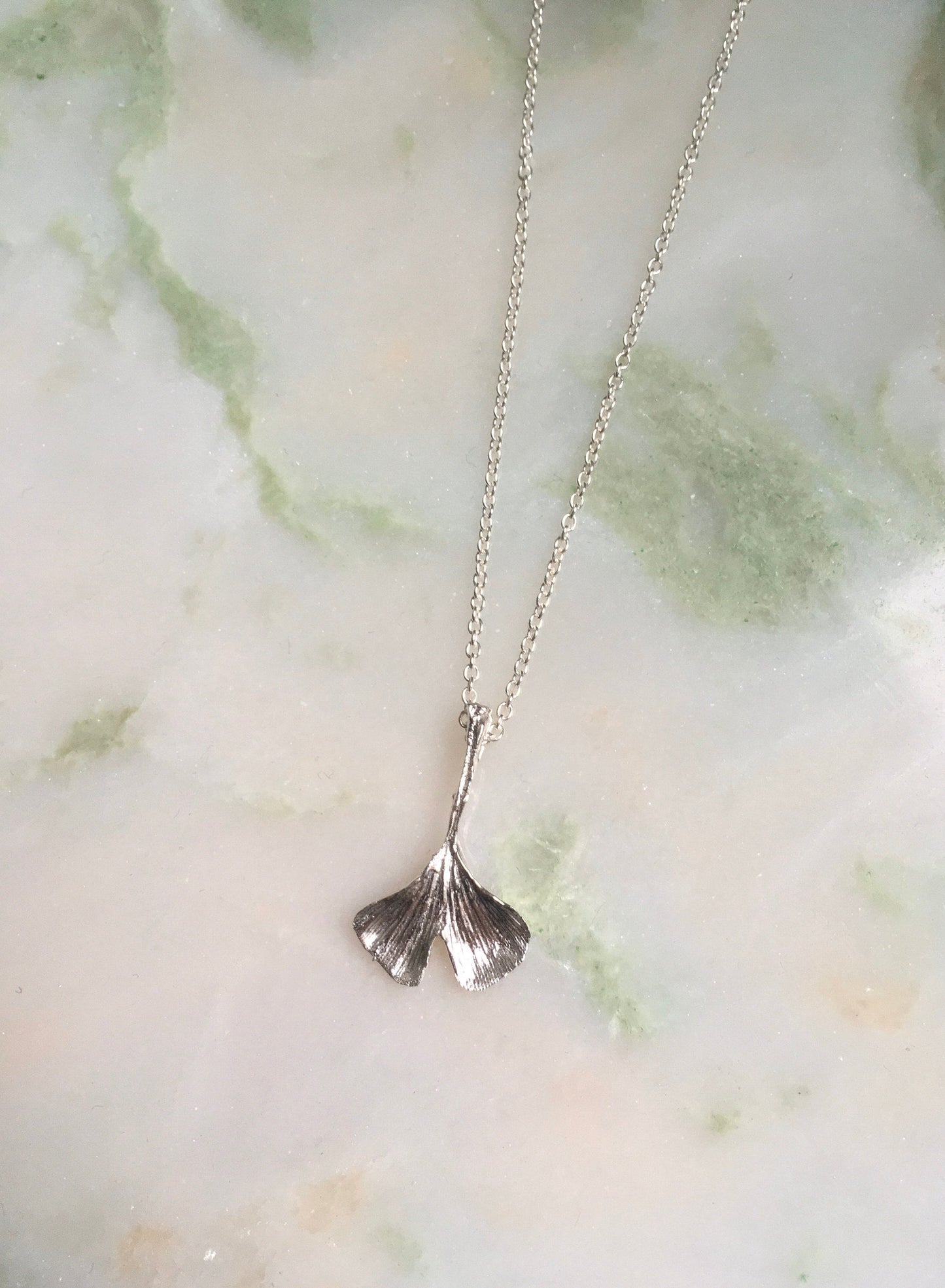 Daya necklace, Eco sterling silver Ginkgo Biloba leaf necklace