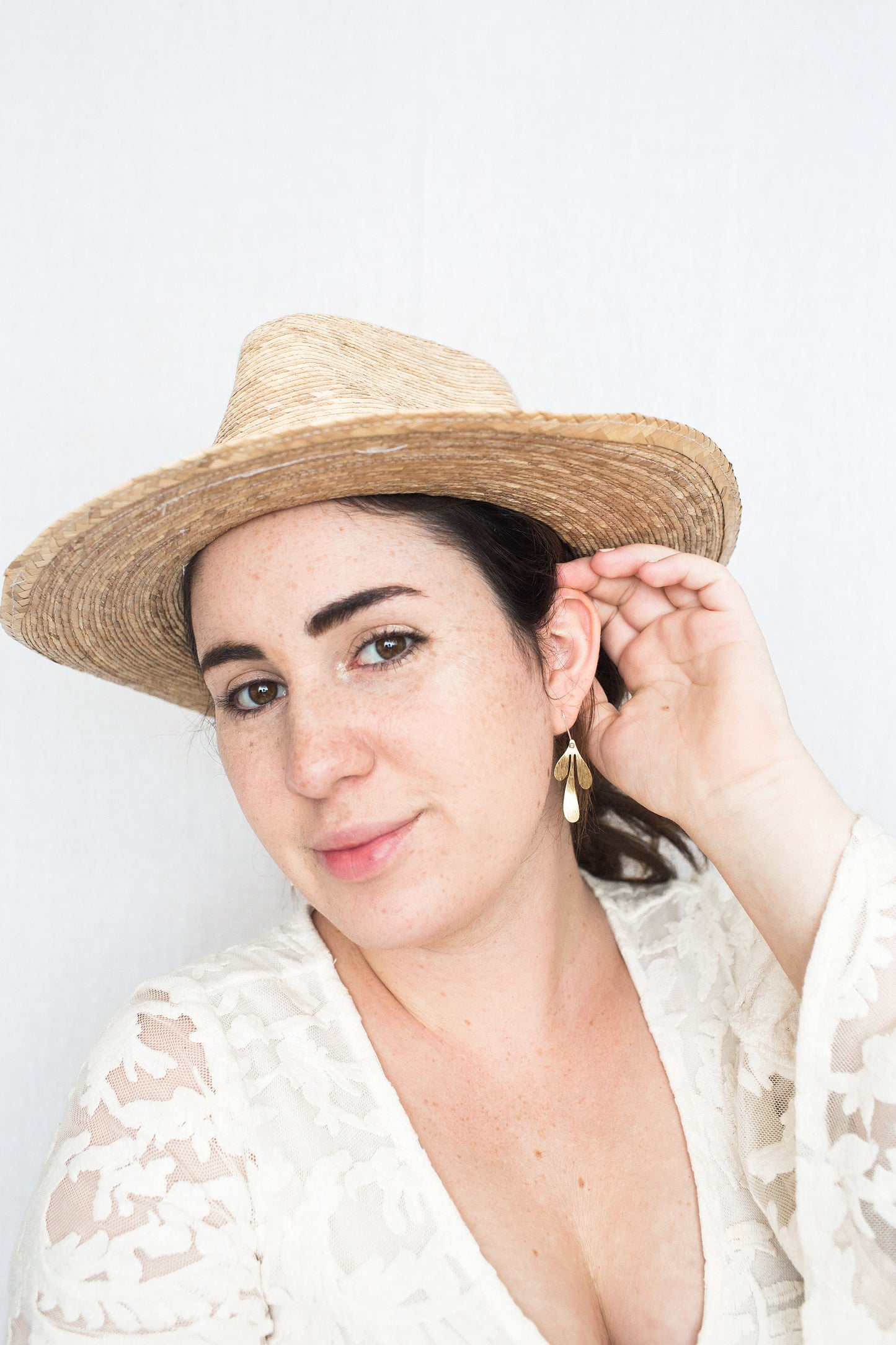 Brass Leaf Dangle Earrings