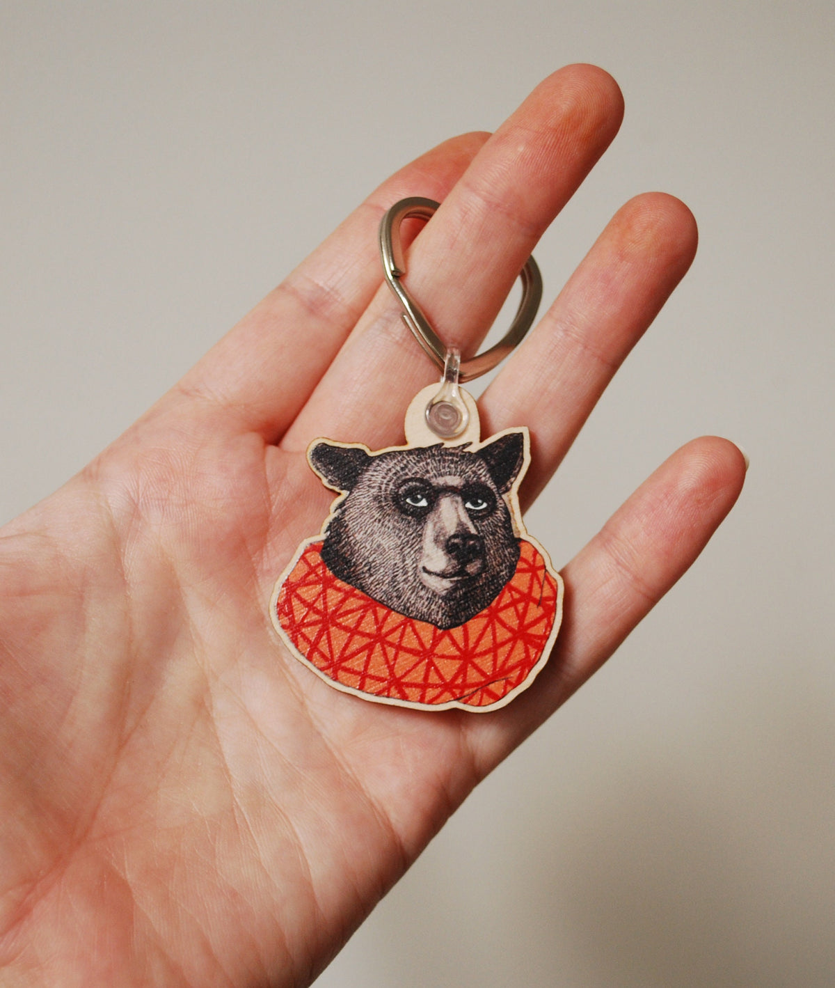 Bruine beer sleutelhanger, boscadeau (cadeau voor nieuwe woning)