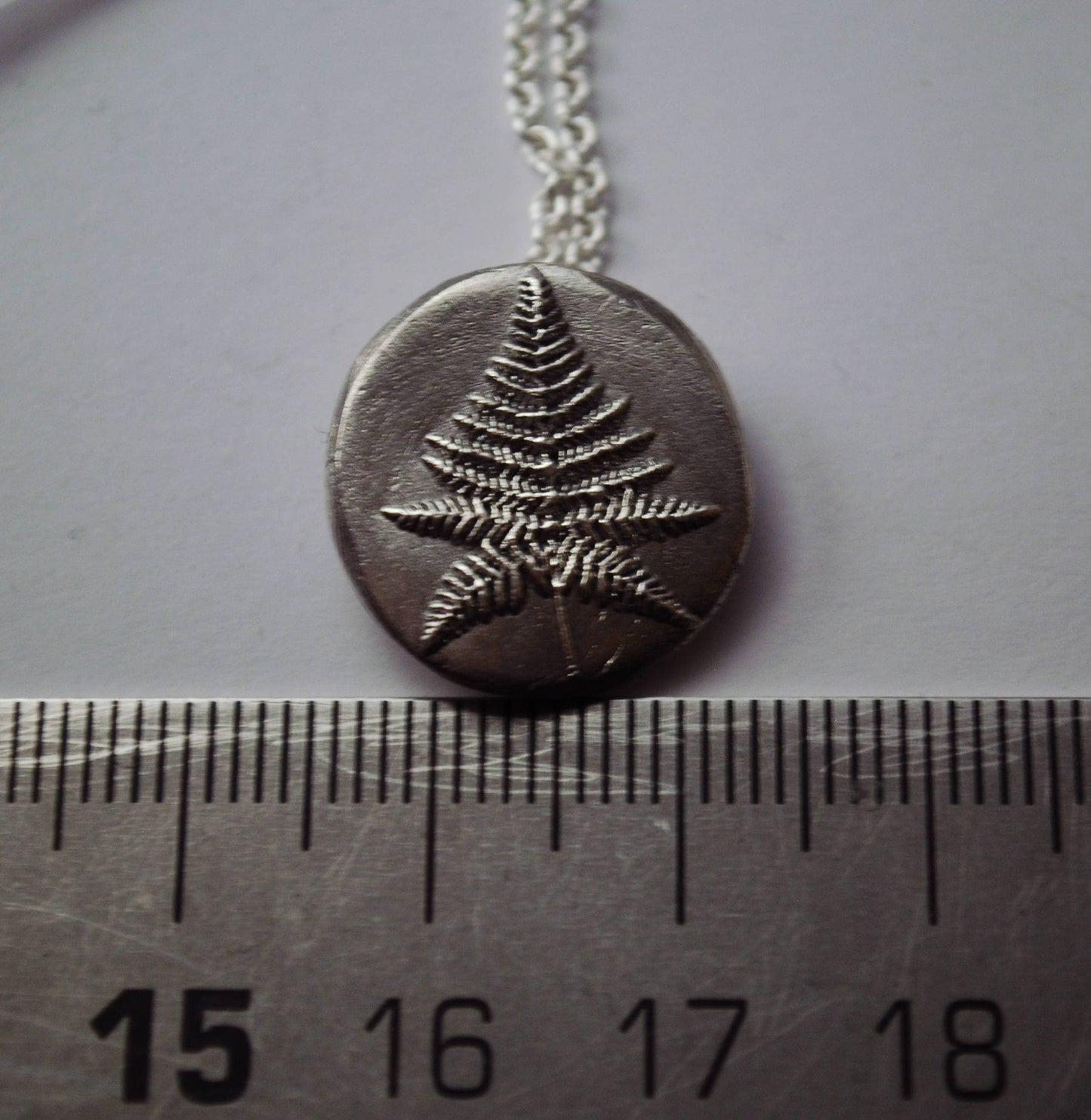 Fern necklace, Eco sterling silver coin necklace
