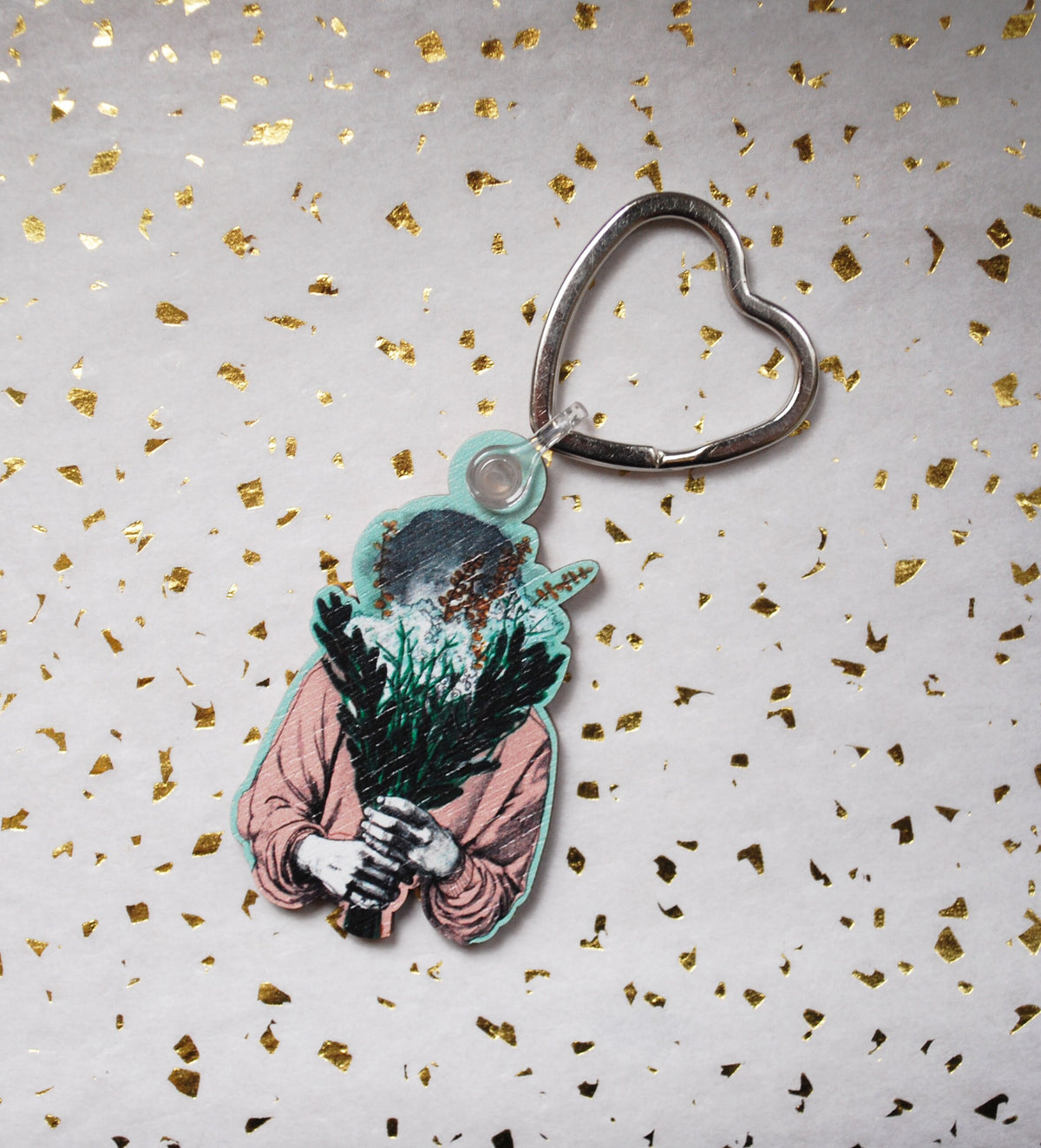 Flower girl keychain, Floral key fob (Housewarming gift)